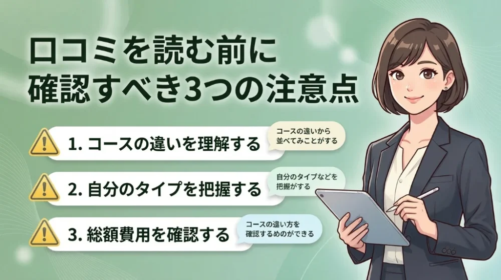 口コミを読む前に3つの注意点を確認