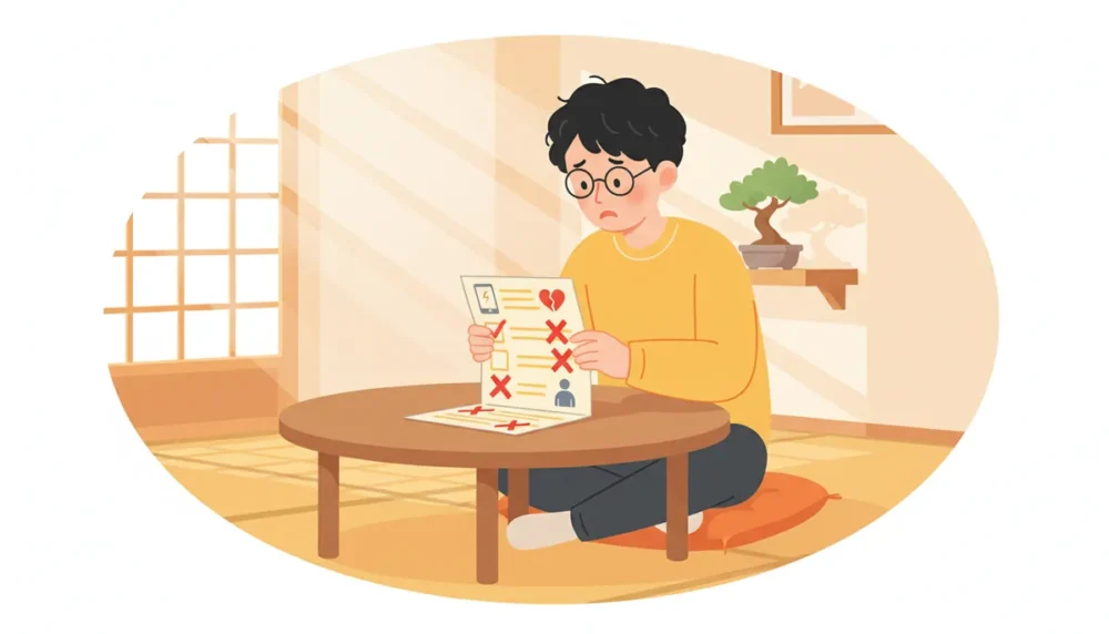 チェックリストを確認する男性のイラスト