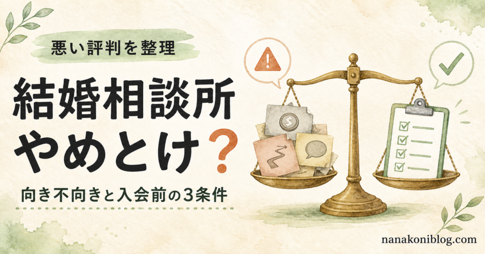 結婚相談所はやめとけという評判を向き不向きと入会前の3条件で判断する記事のアイキャッチ