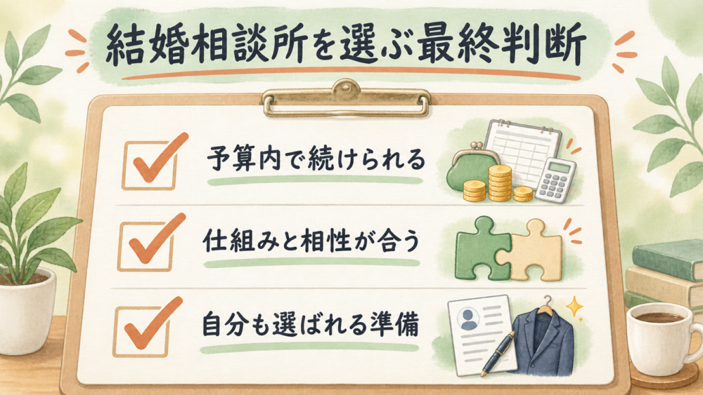 結婚相談所を選ぶ前に確認する予算・仕組みとの相性・自分の準備
