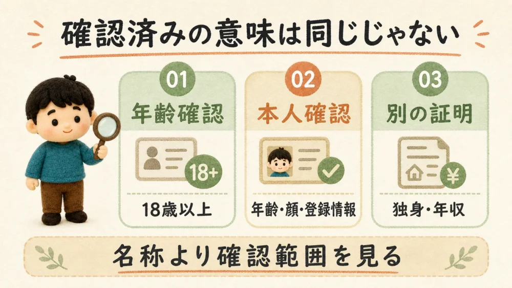 年齢確認・本人確認・独身や年収の証明で確認できる範囲の違い