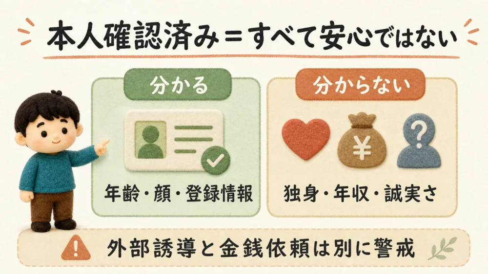 本人確認済み表示で分かる年齢や登録情報と分からない独身・年収・誠実さ
