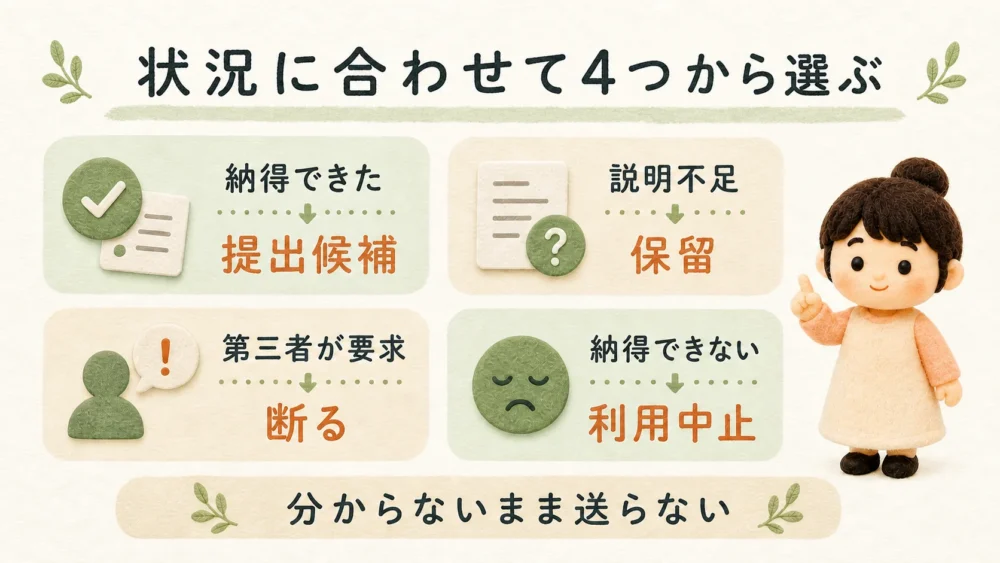 本人確認書類を提出・保留・断る・利用中止から選ぶ状況別判断基準